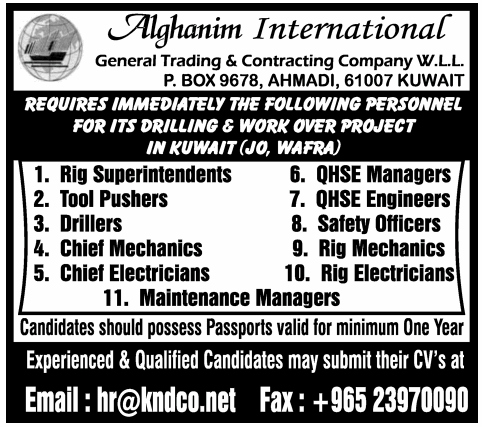 Kuwait Drilling and Workover Jobs Advertisement
